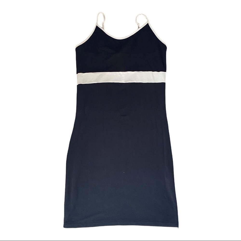 Black and white strip on chest mini bodycon dress size M juniors strappy - Picture 2 of 3